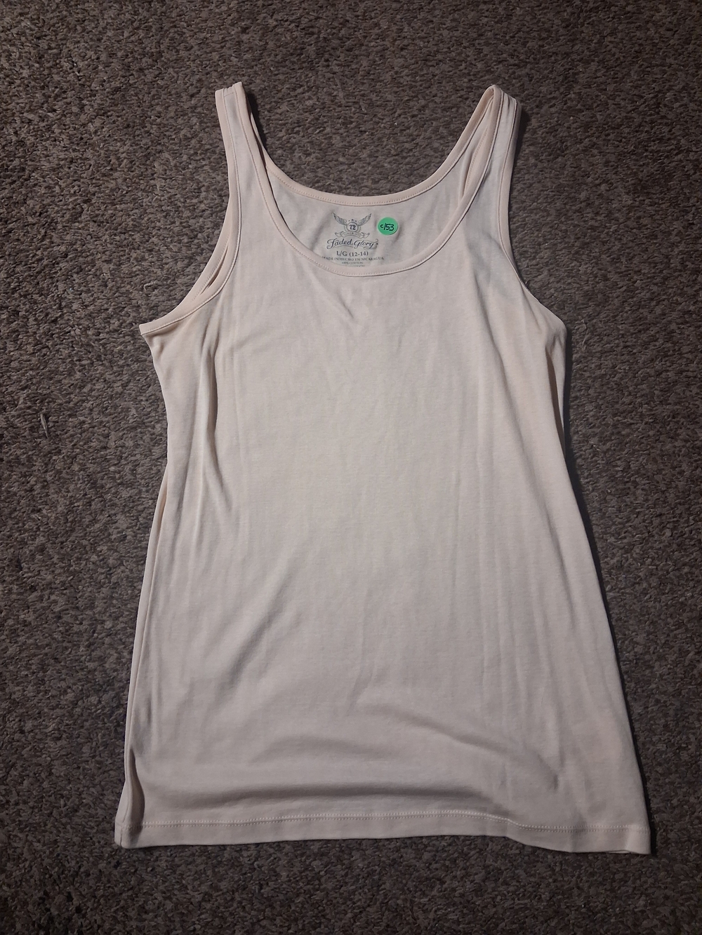 Faded Glory Light Cream Scoop Neck Tank